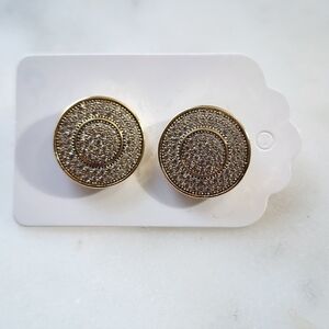 Elegant Gold Plated and Silver Stud Earrings